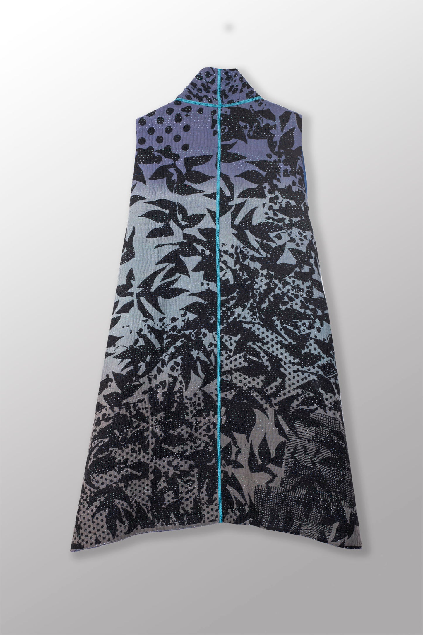 MONOTONE TWILIGHT PRINT KANTHA KIMONO VEST - tp4247-blu -