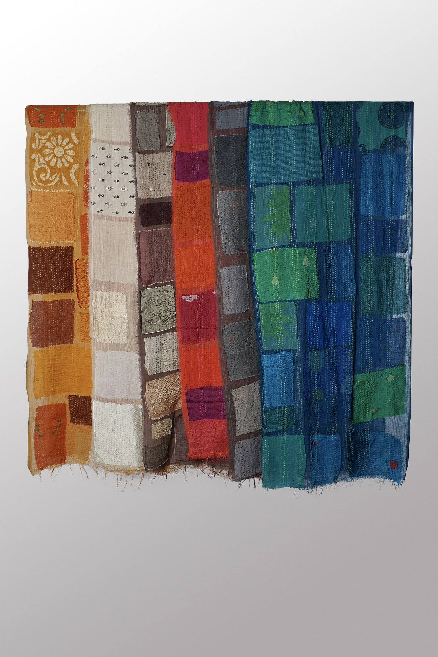 TONAL TILE PATCH KANTHA SCARF STANDARD - tt2801-ntl -