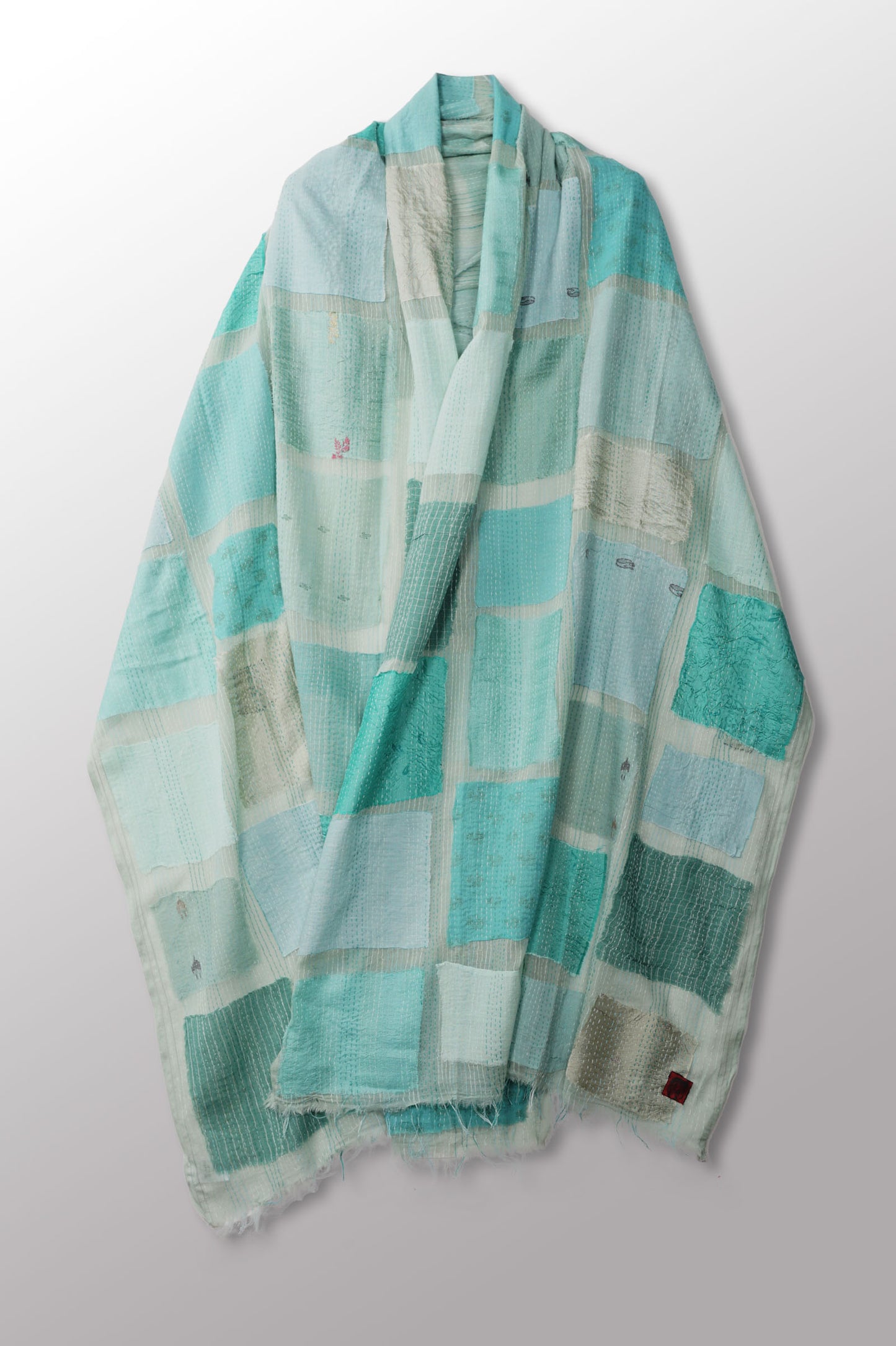 TONAL TILE PATCH KANTHA SHAWL MEDIUM - tt2802-tel -