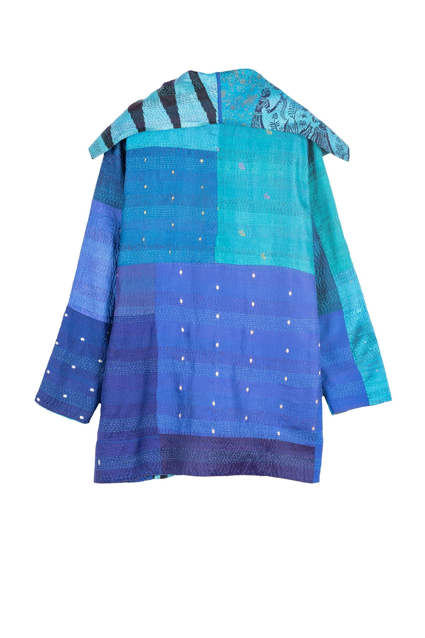 VINTAGE SILK PATCH KANTHA POCKET JKT - vp2002-blu -