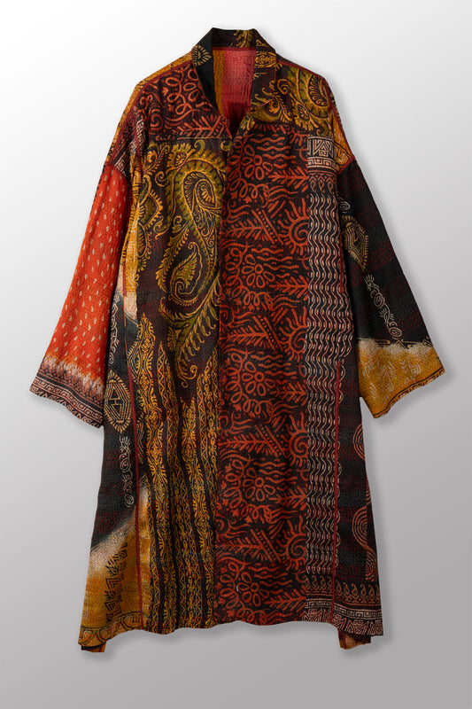 VINTAGE SILK PATCH KANTHA NEW OVERSIZED COAT - vp2342-ylw -