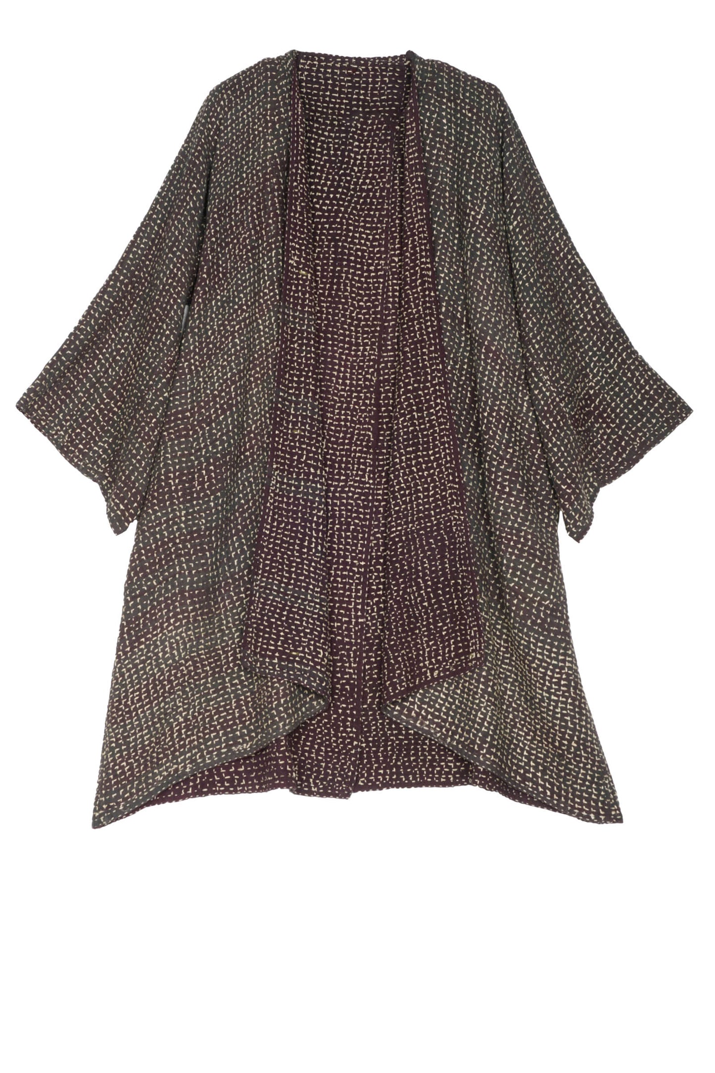 WAFFLE KANTHA KIMONO DUSTER - wf3317-ntl -