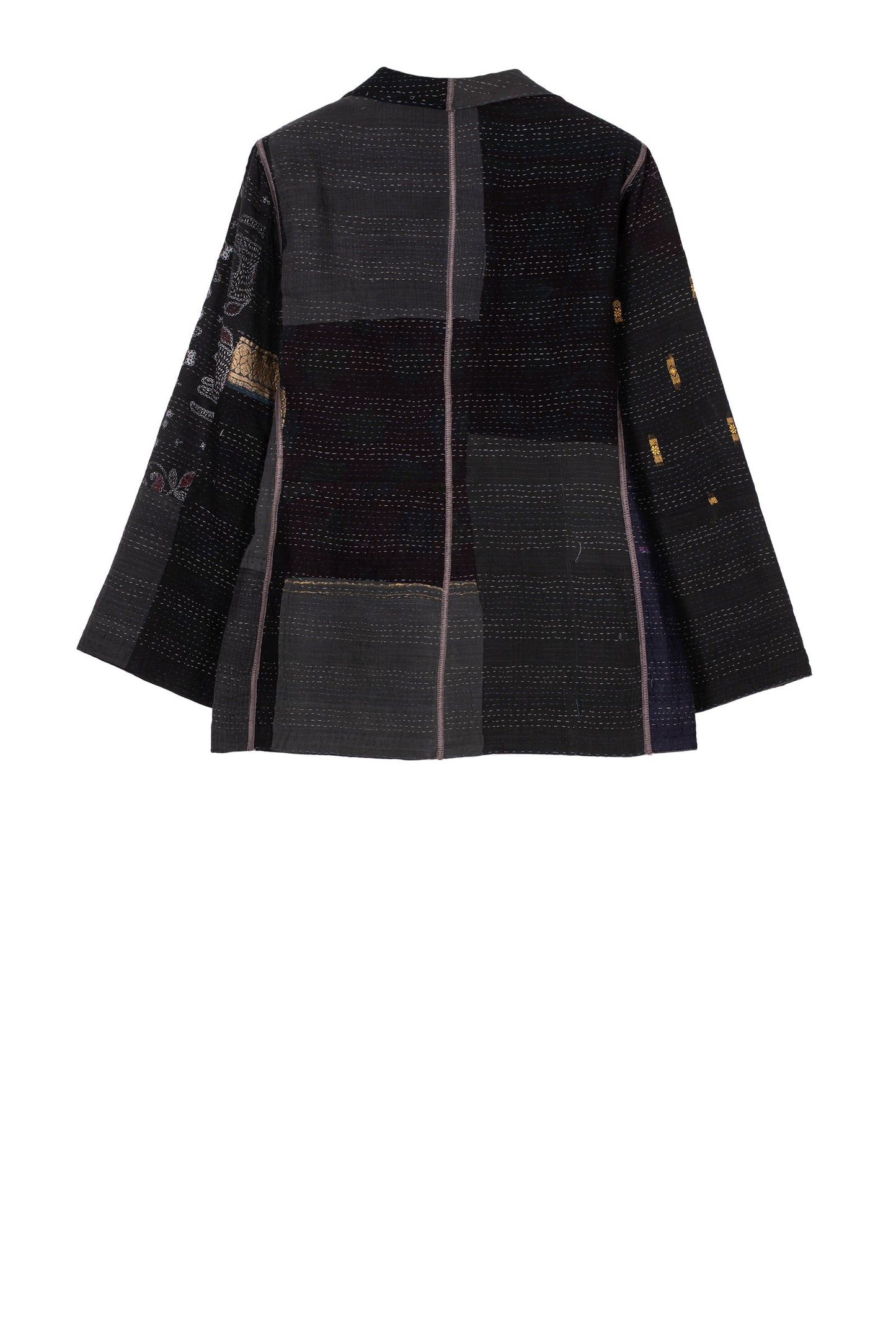 COTTON SILK SW PATCH KANTHA SHORT JKT - ws2007-blk -
