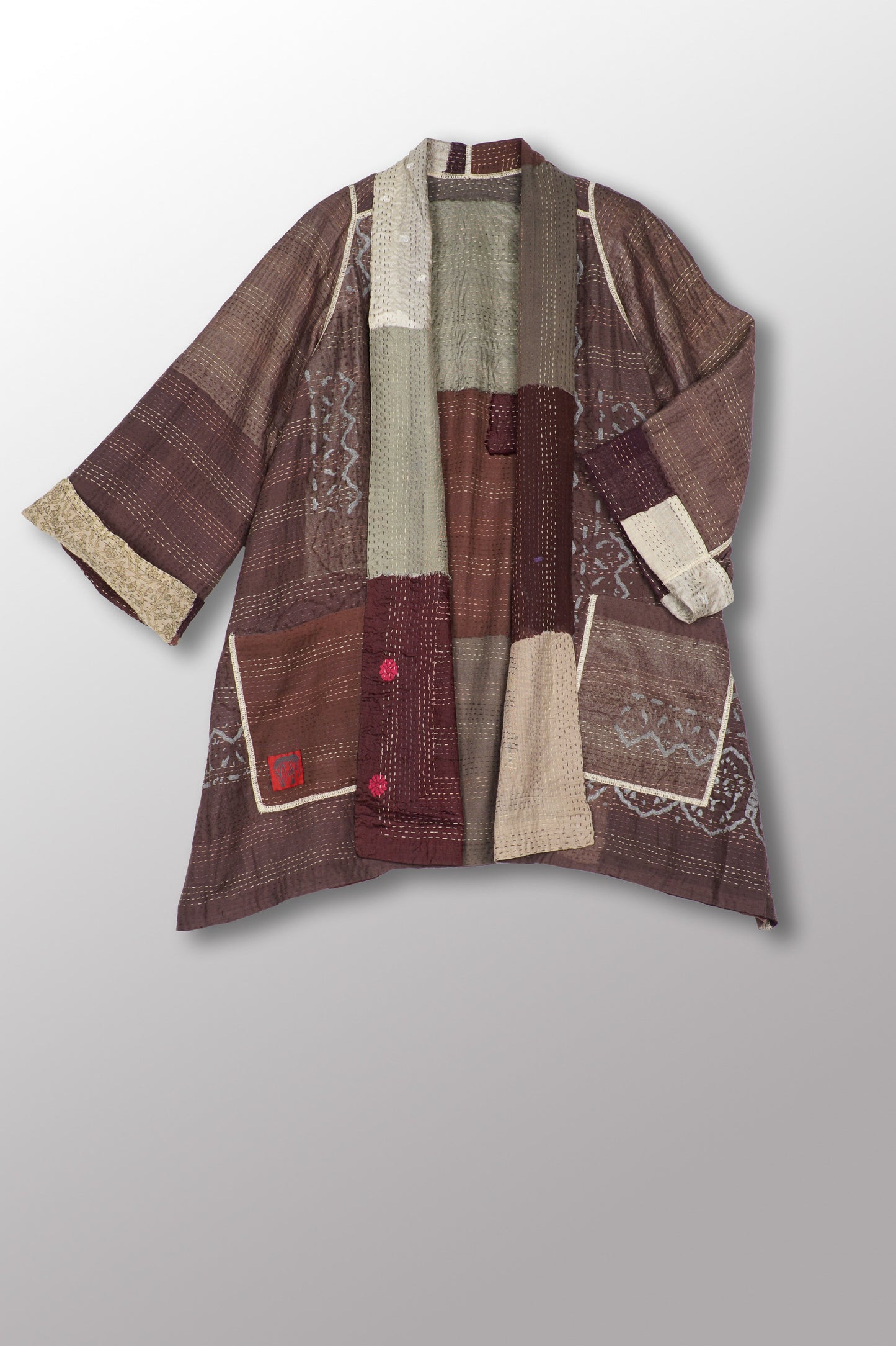 MOSAIC FRAY PATCH KANTHA A-LINE JACKET - zb2003-ntl -