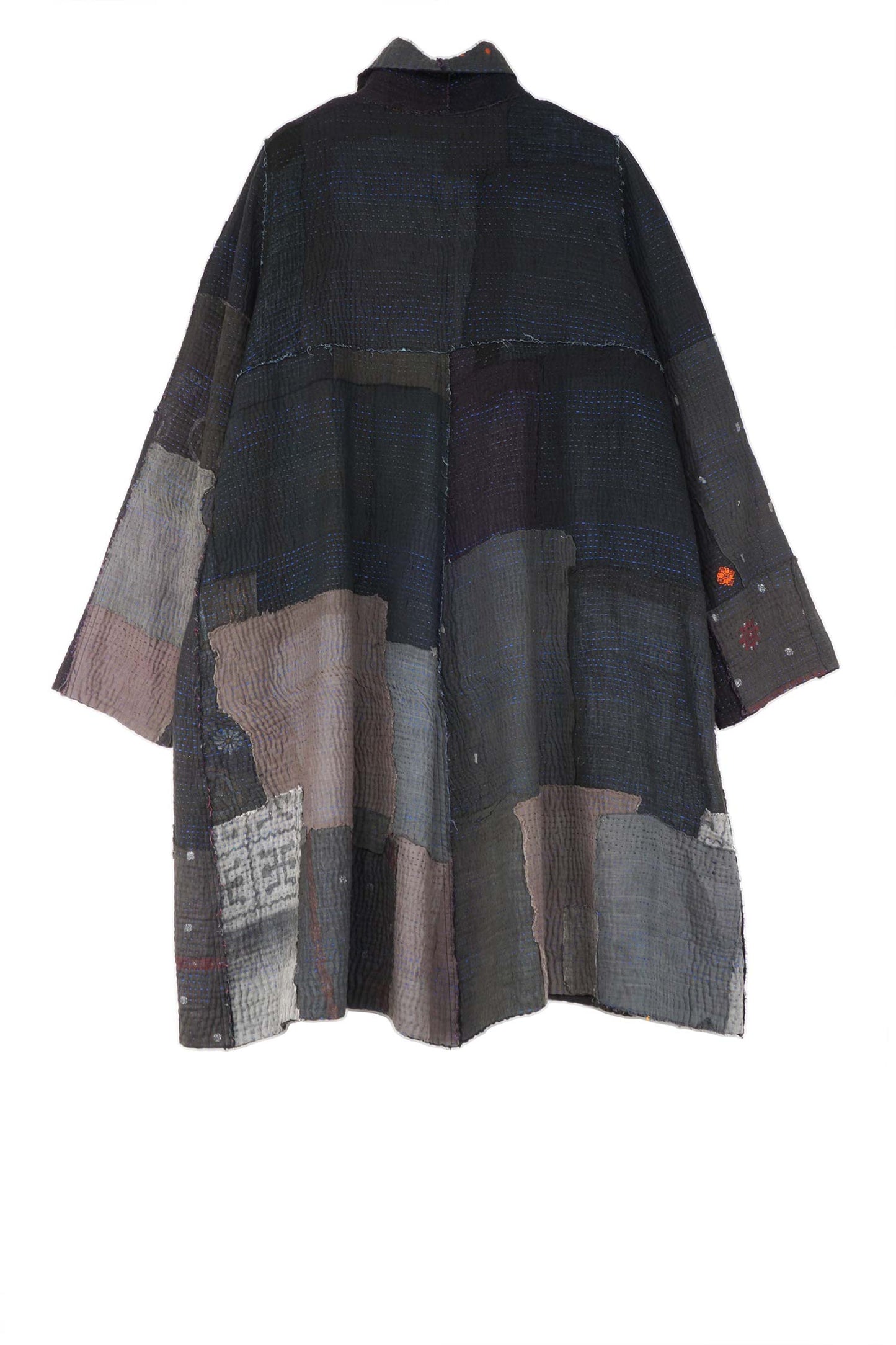 FRAYED PATCH KANTHA A-LINE DUSTER