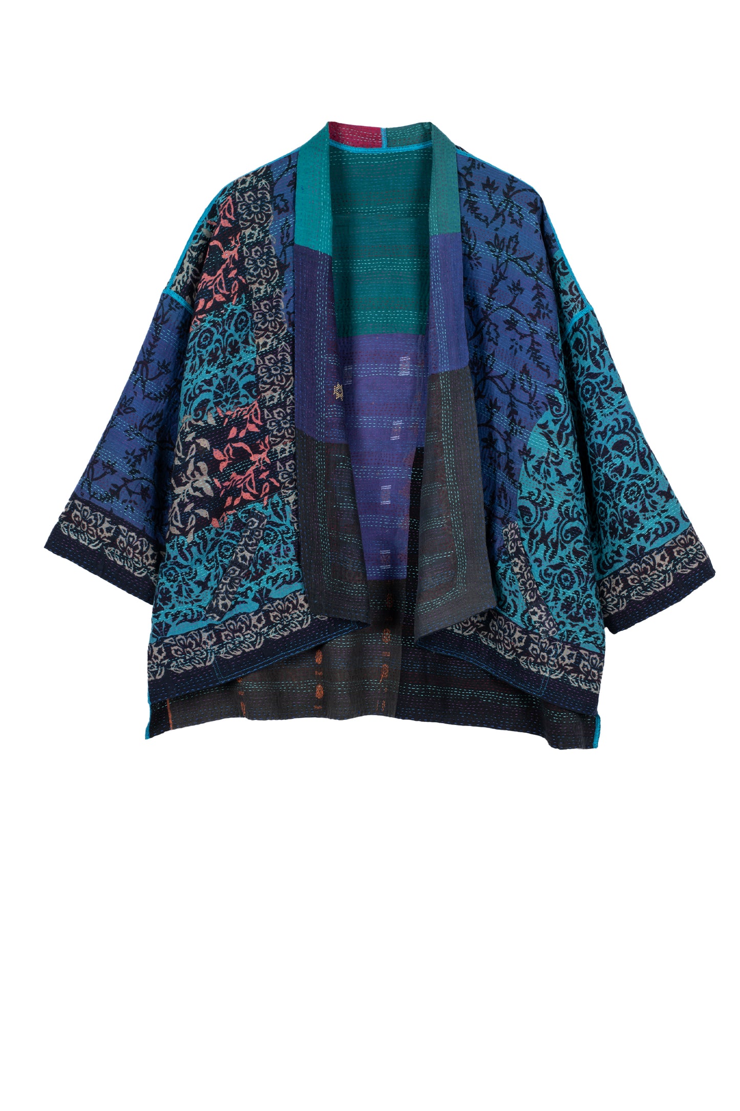 BAGH PRINT KANTHA MINI KIMONO JKT