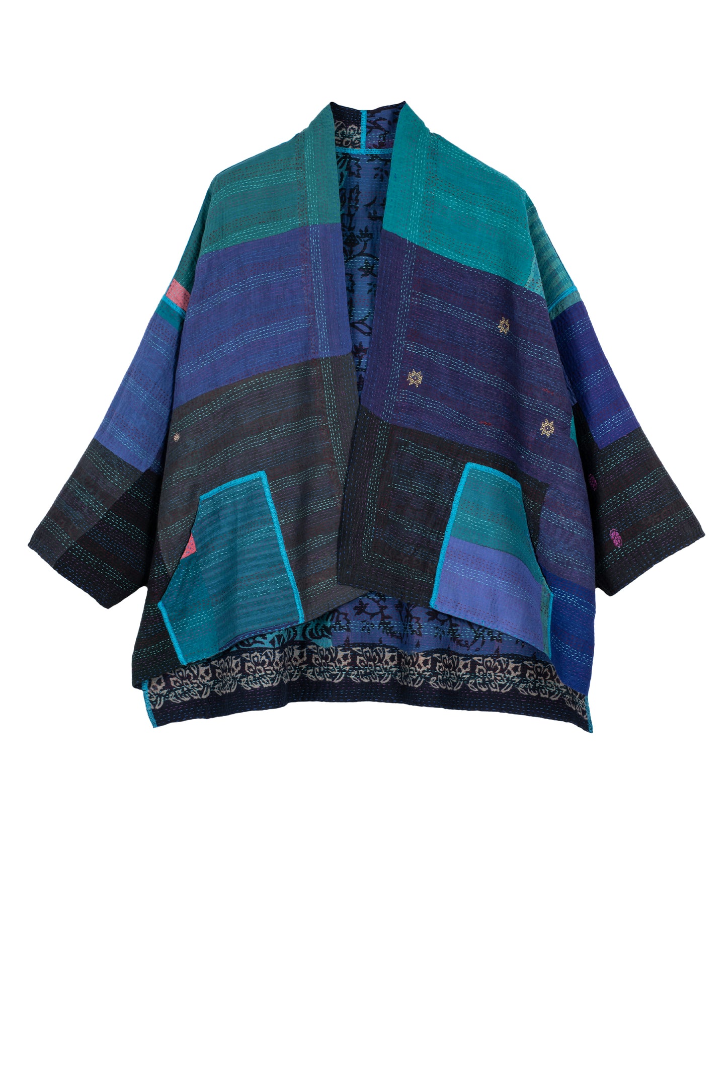 BAGH PRINT KANTHA MINI KIMONO JKT