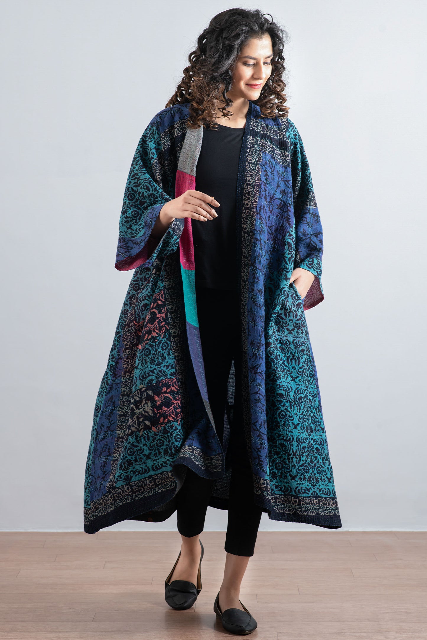 BAGH PRINT KANTHA KIMONO MAXI