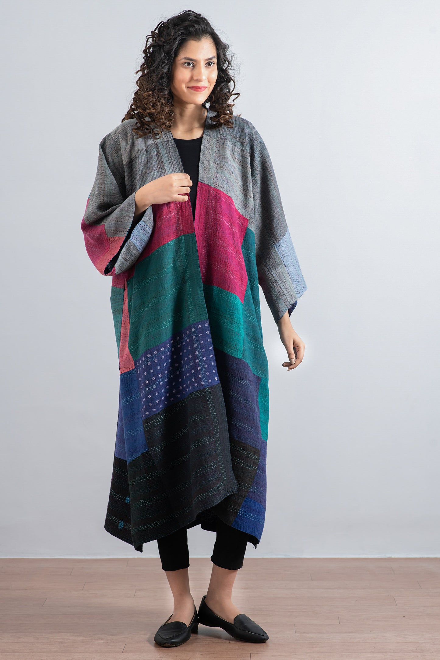 BAGH PRINT KANTHA KIMONO MAXI