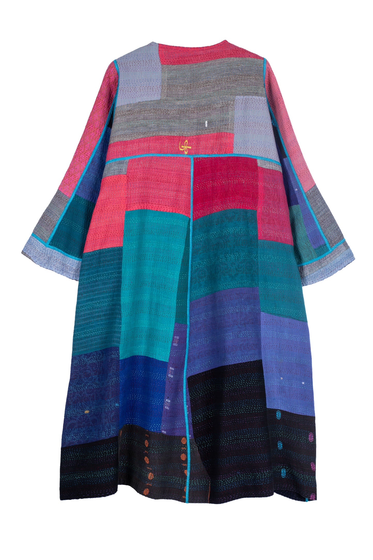 BAGH PRINT KANTHA WRAP FLARE COAT