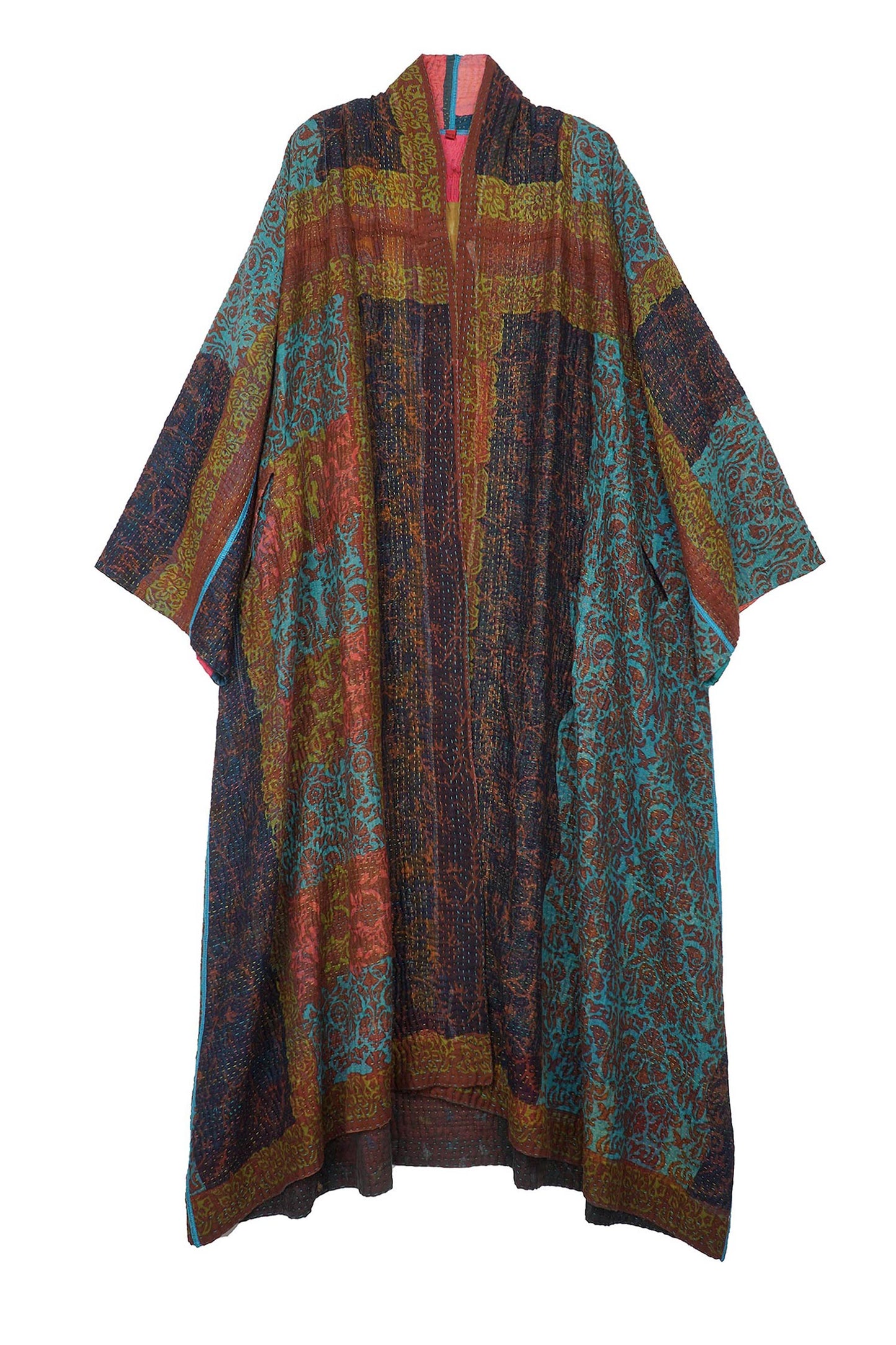 BAGH PRINT KANTHA KIMONO ROBE