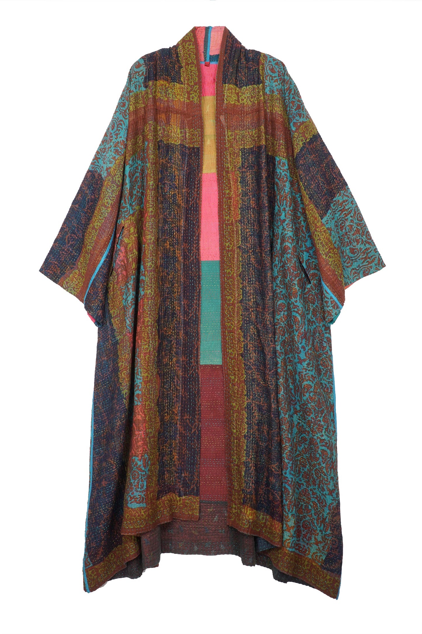 BAGH PRINT KANTHA KIMONO ROBE