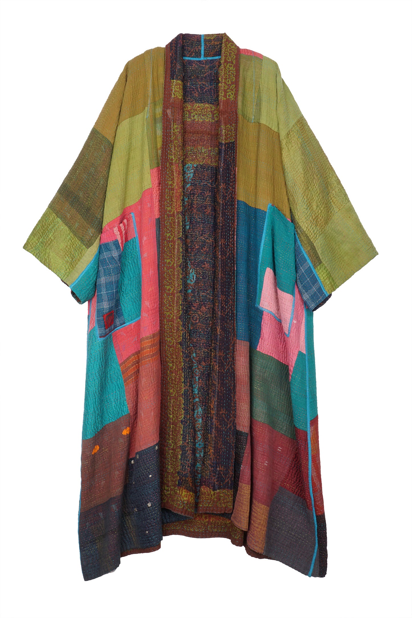 BAGH PRINT KANTHA KIMONO ROBE