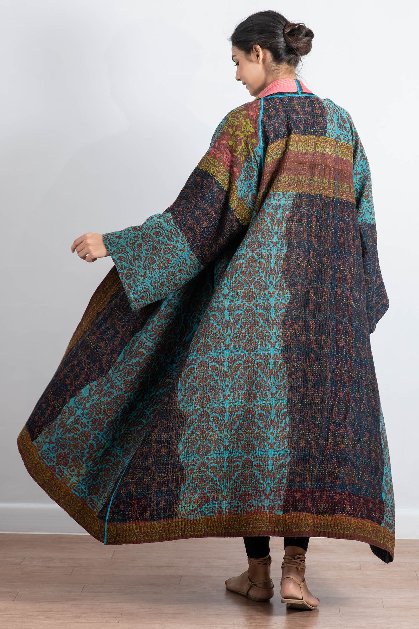 BAGH PRINT KANTHA KIMONO ROBE