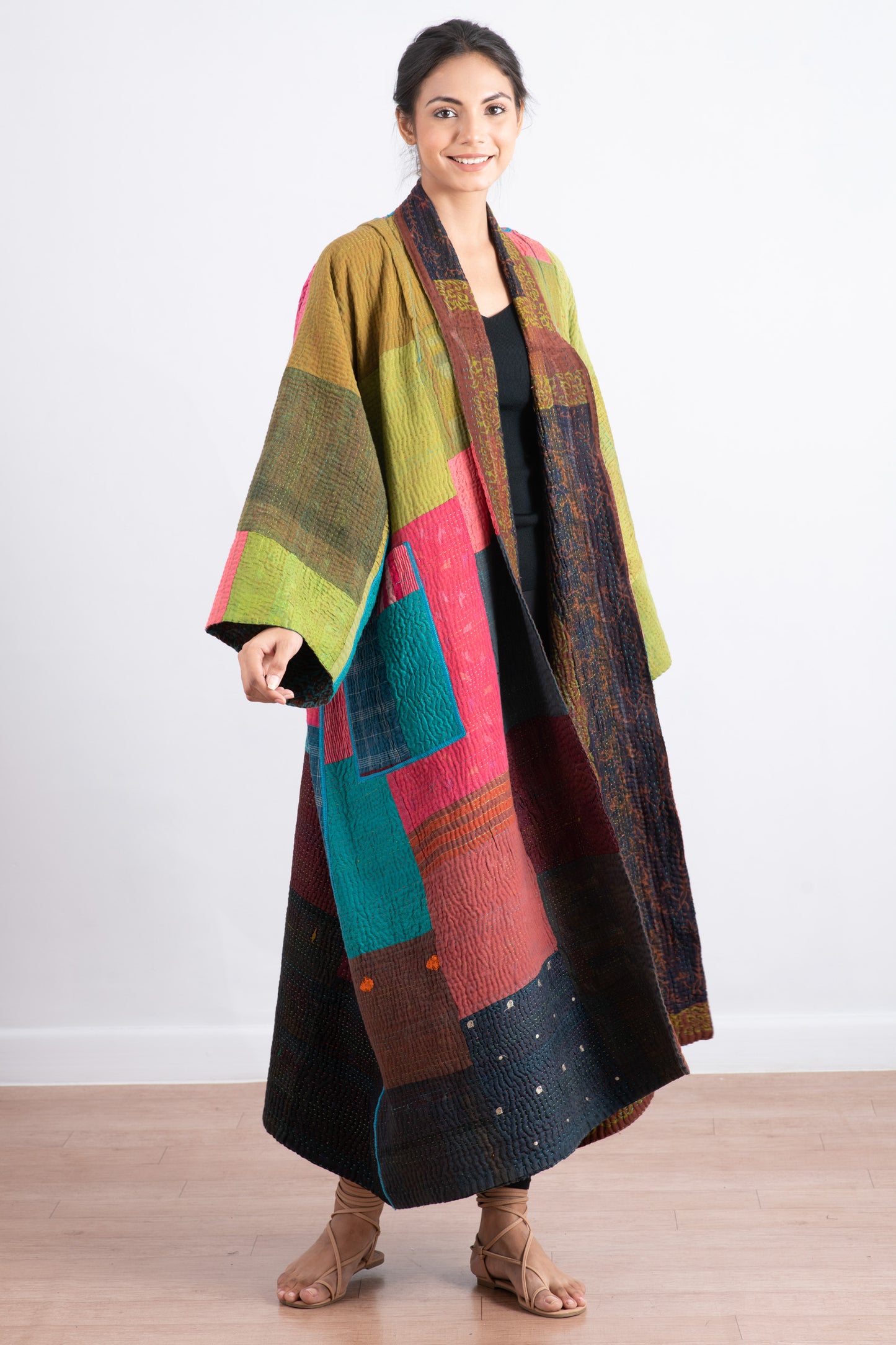 BAGH PRINT KANTHA KIMONO ROBE