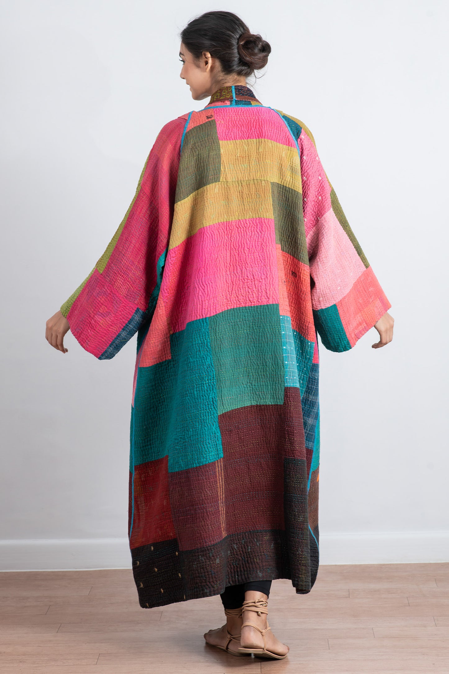 BAGH PRINT KANTHA KIMONO ROBE