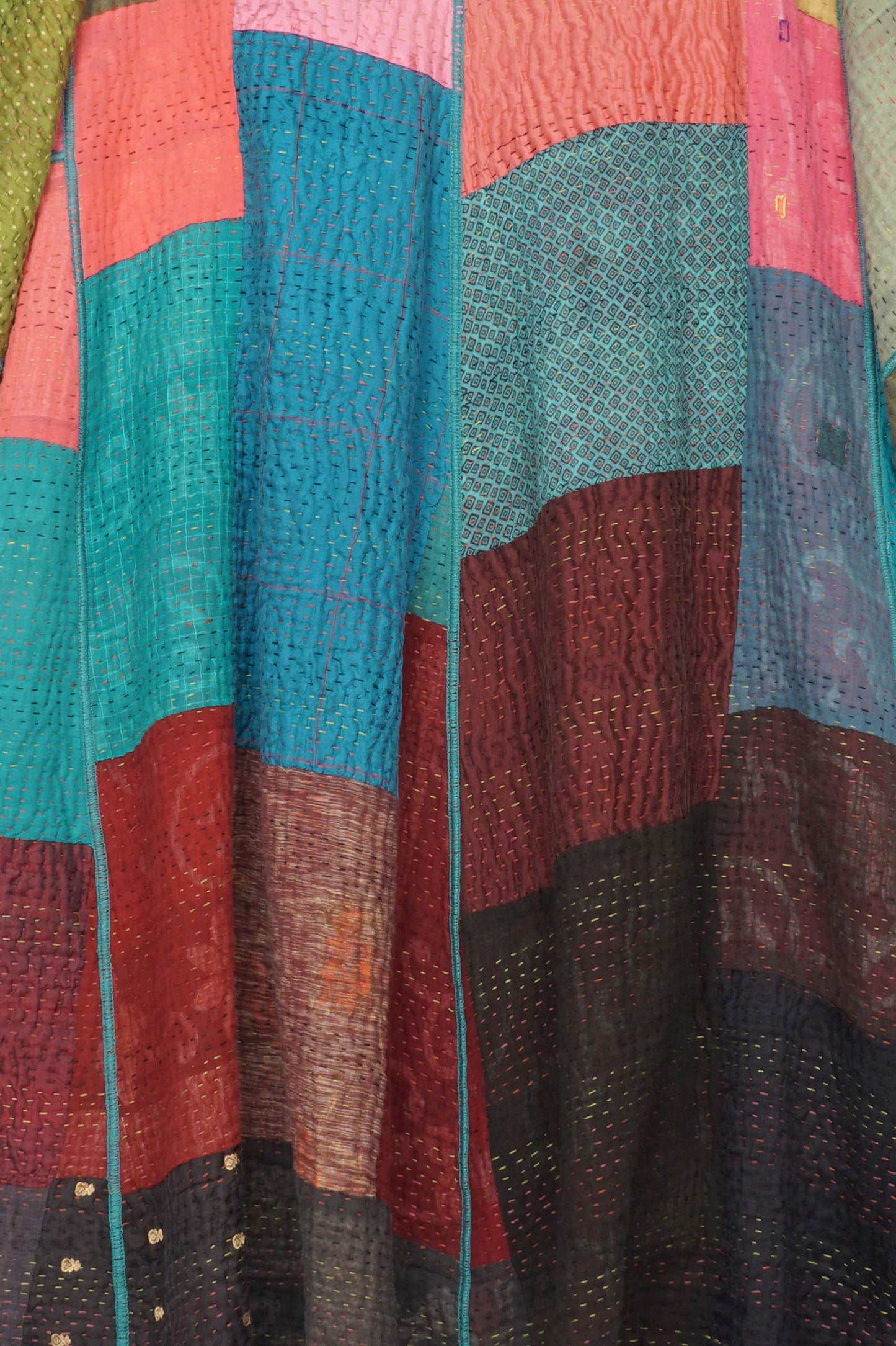 BAGH PRINT KANTHA 3/4 SLV. A-LINE DUSTER