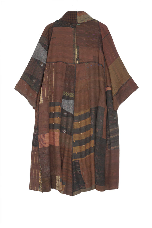 BROCADE PATCHED KANTHA 3/4 SLV. A-LINE DUSTER
