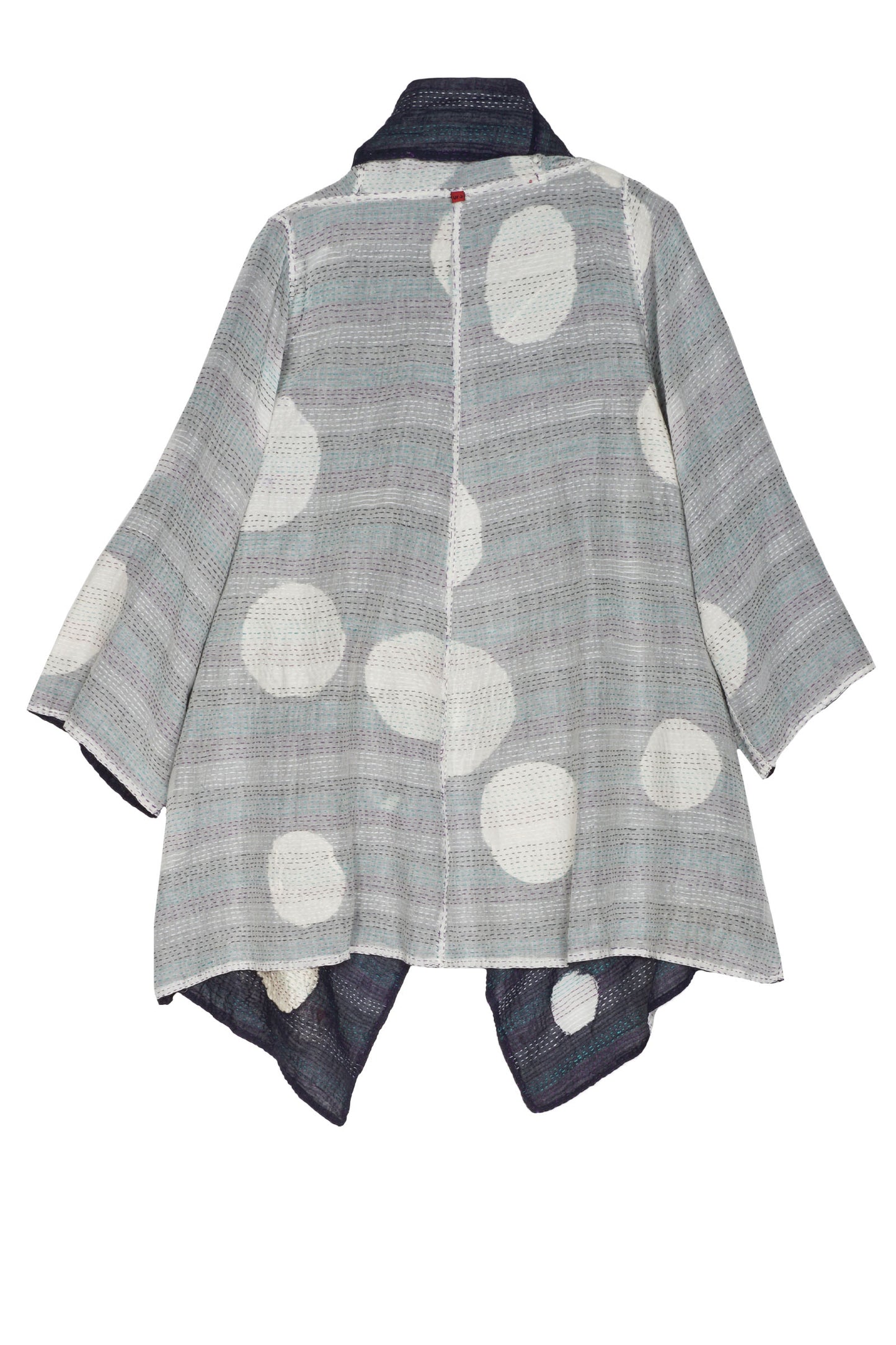 CUT THROUGH DOT AND HOLES KANTHA HOODED A-LINE JKT