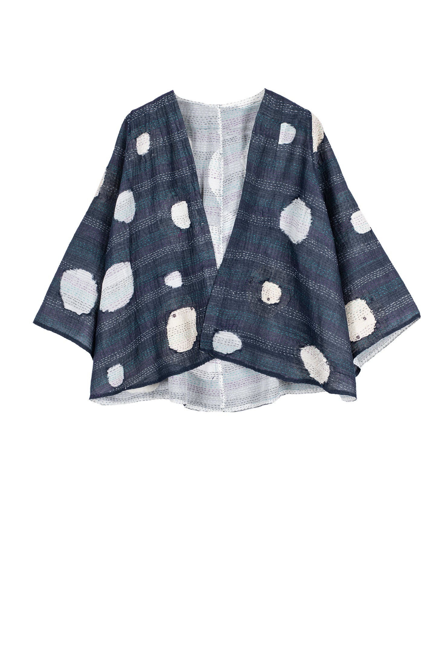 CUT THROUGH DOT AND HOLES KANTHA BELL SHAPE JKT