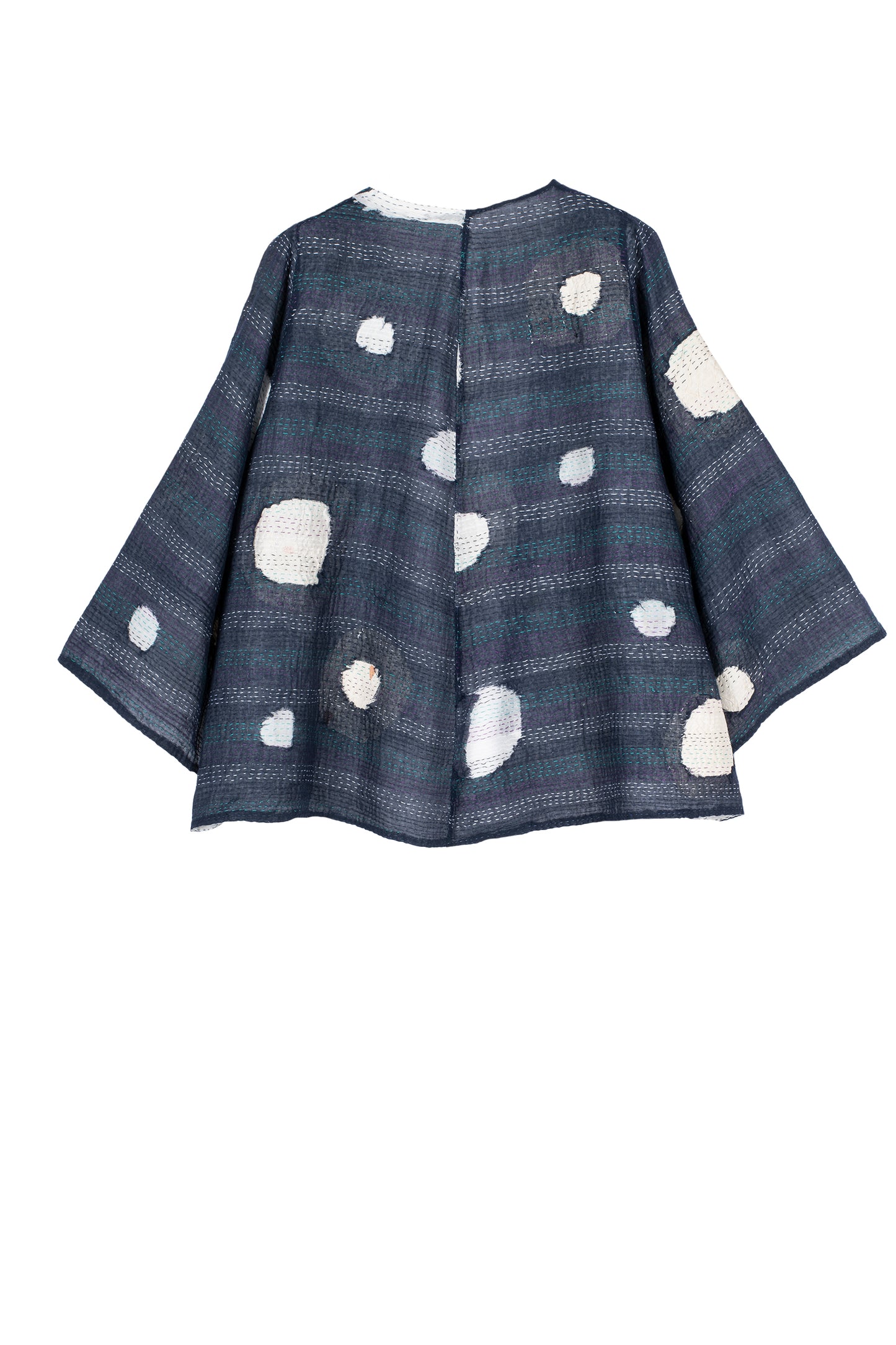 CUT THROUGH DOT AND HOLES KANTHA BELL SHAPE JKT