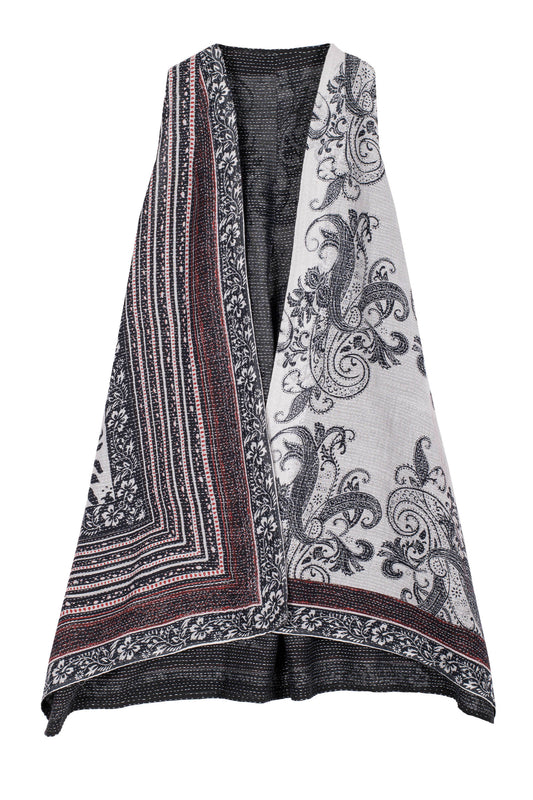 COTTON PAISLEY KANTHA BACK PLEATED VEST