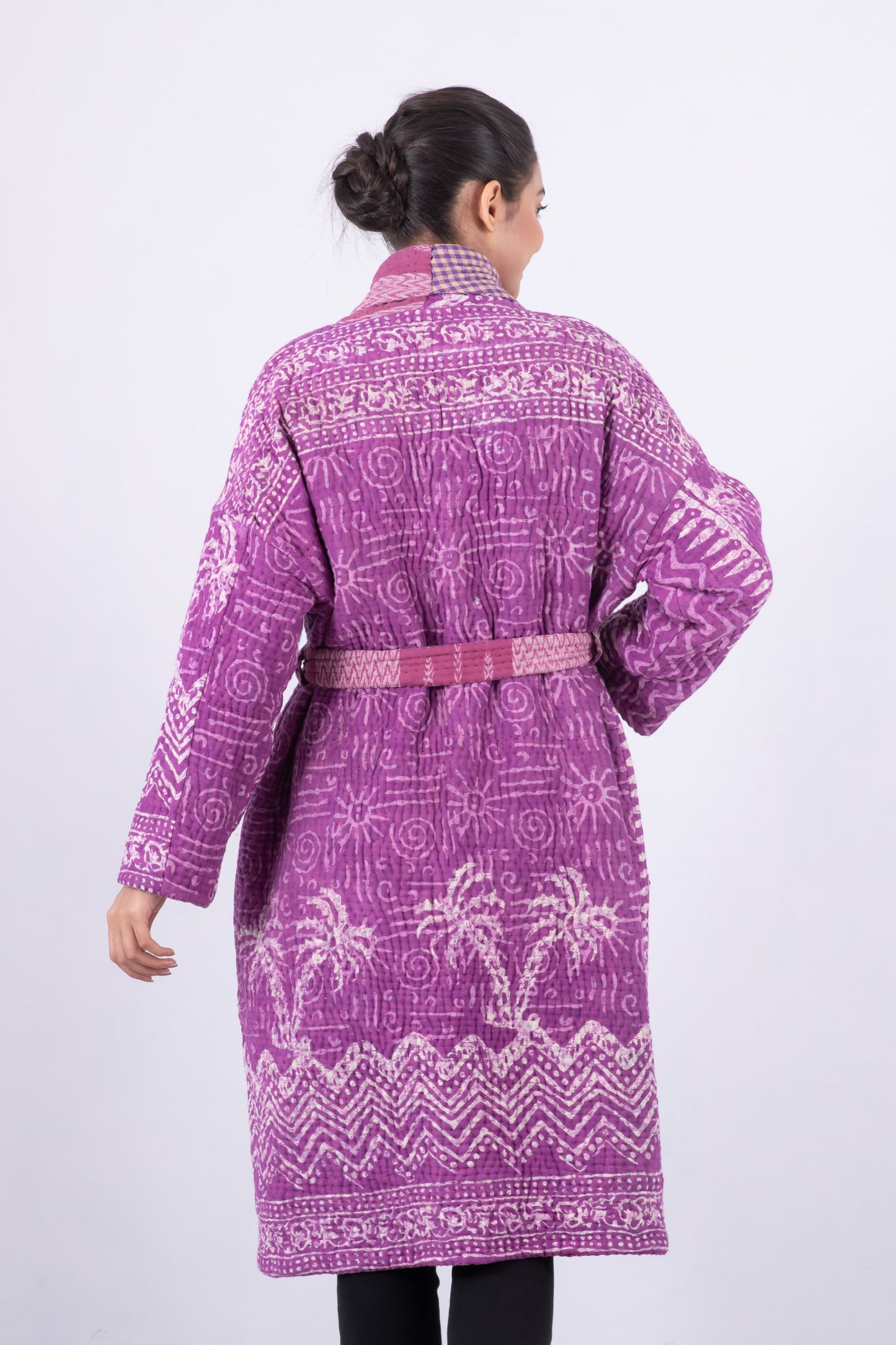 QUILTED VINTAGE COTTON KANTHA SIMPLE ROBE