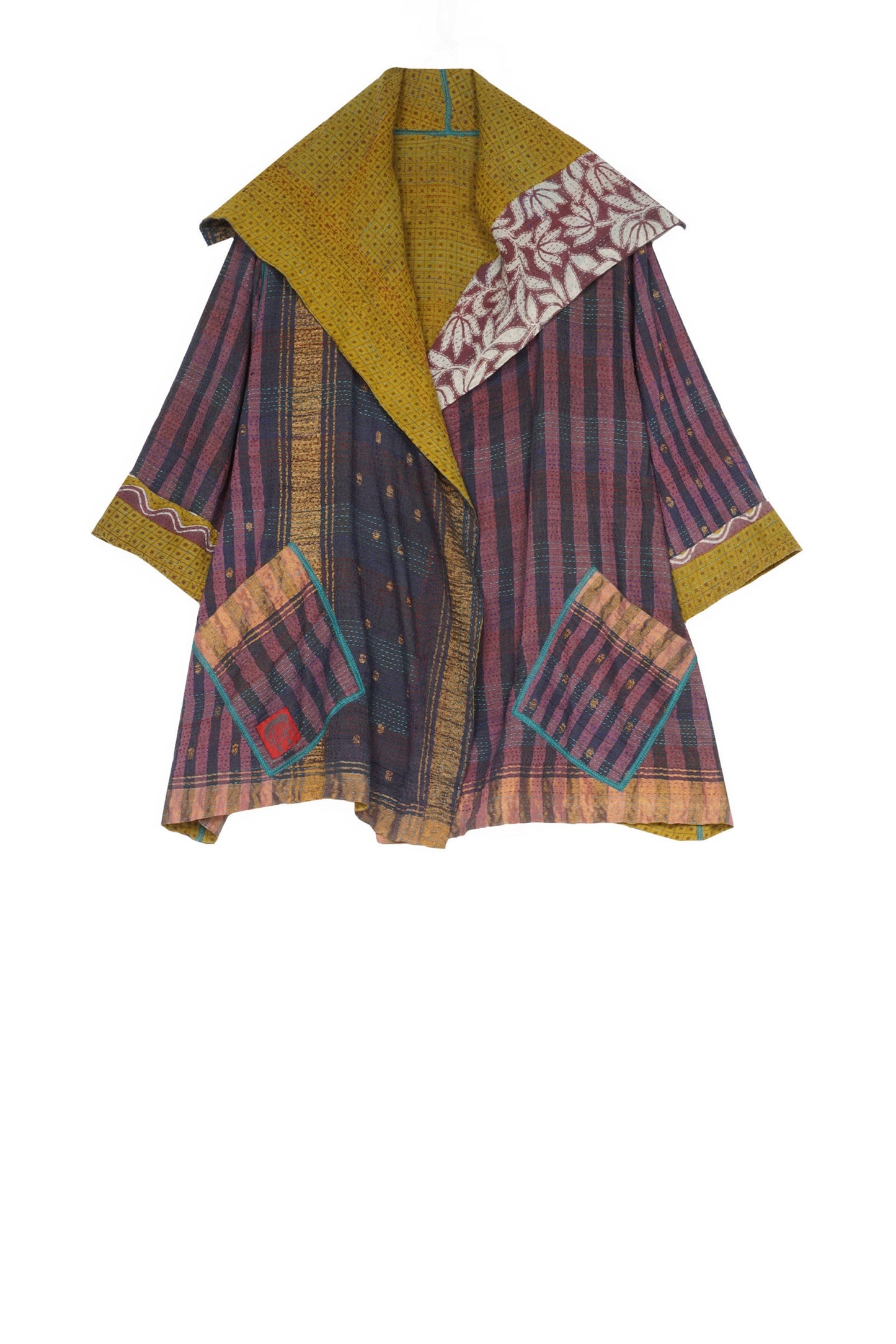 VINTAGE COTTON KANTHA FLARE JKT