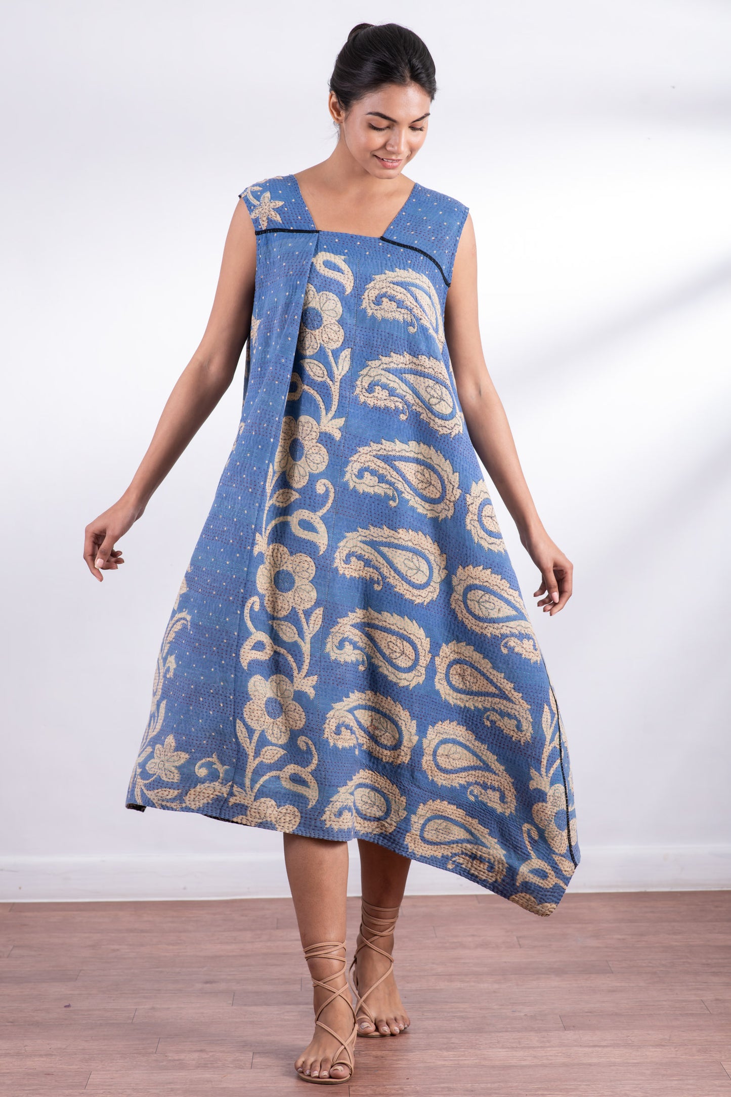 VINTAGE COTTON KANTHA JUMPER DRESS