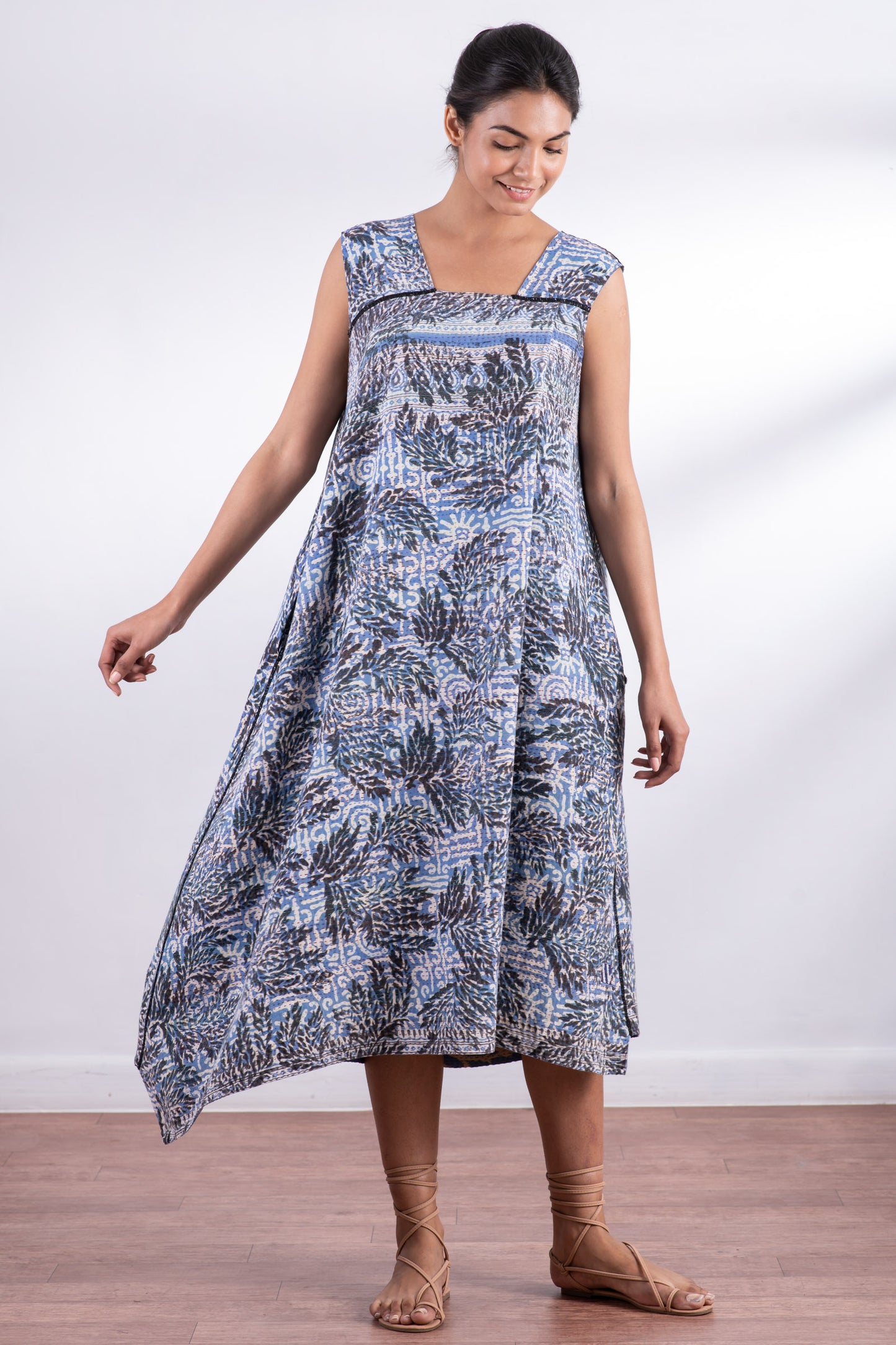 VINTAGE COTTON KANTHA JUMPER DRESS