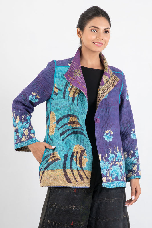 VINTAGE COTTON KANTHA SHORT JACKET