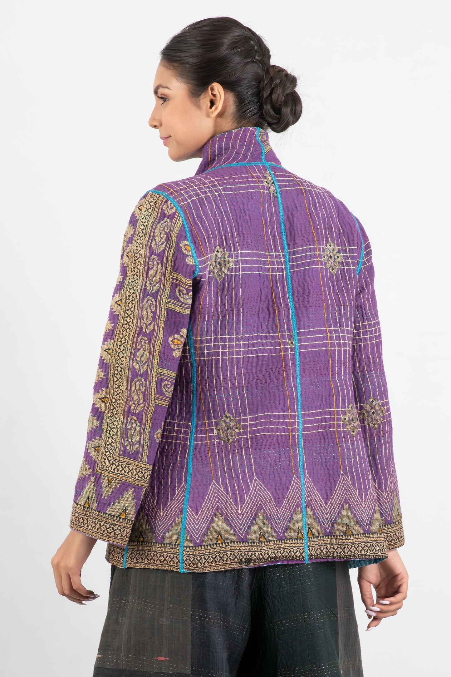 VINTAGE COTTON KANTHA SHORT JACKET