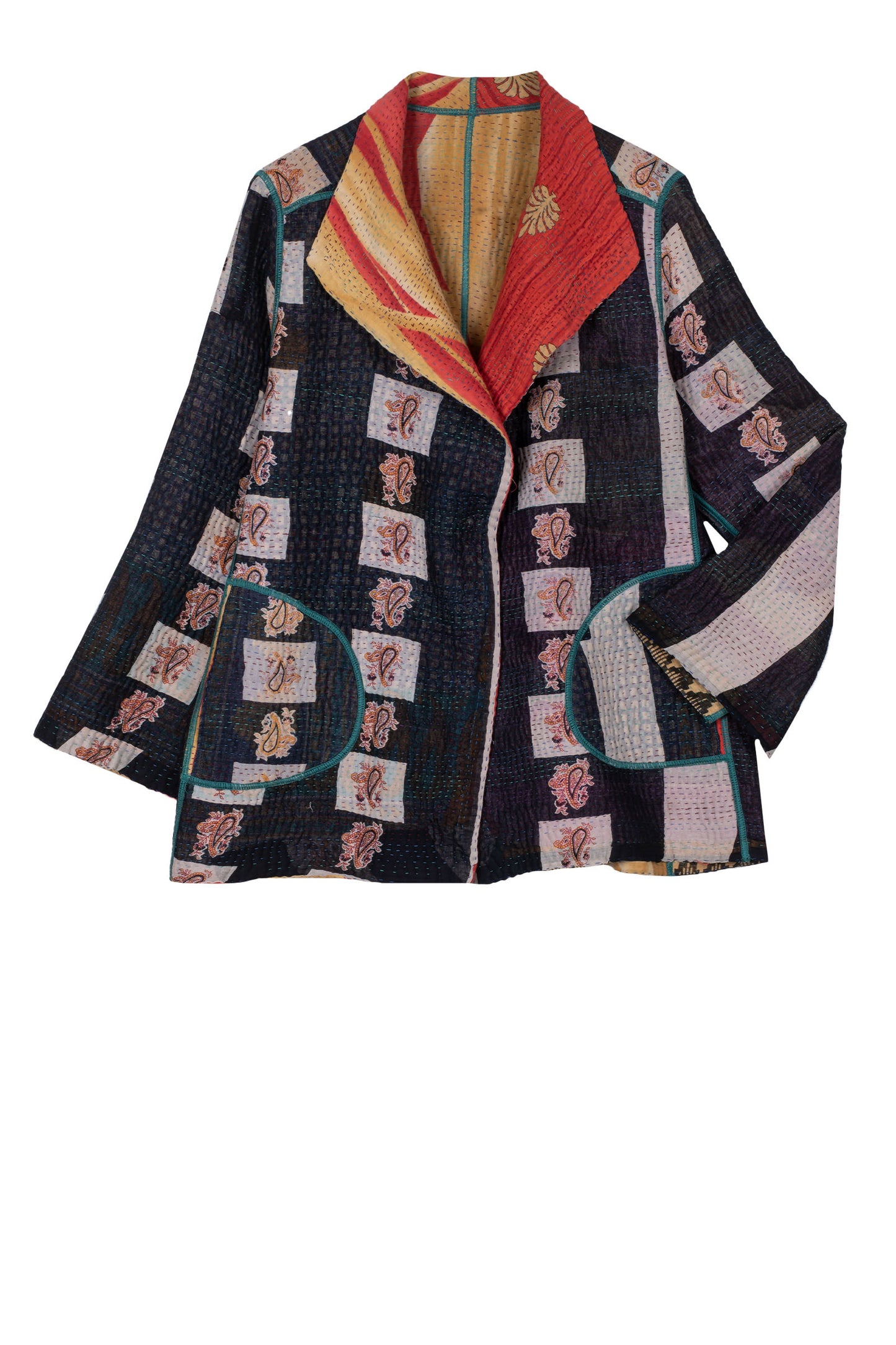 VINTAGE COTTON KANTHA SHORT JACKET