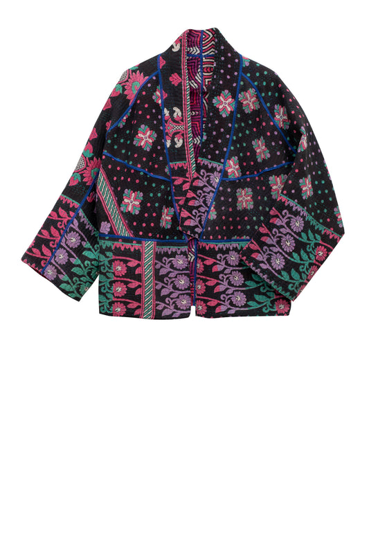 VINTAGE COTTON KANTHA DOLMAN SHORT JACKET