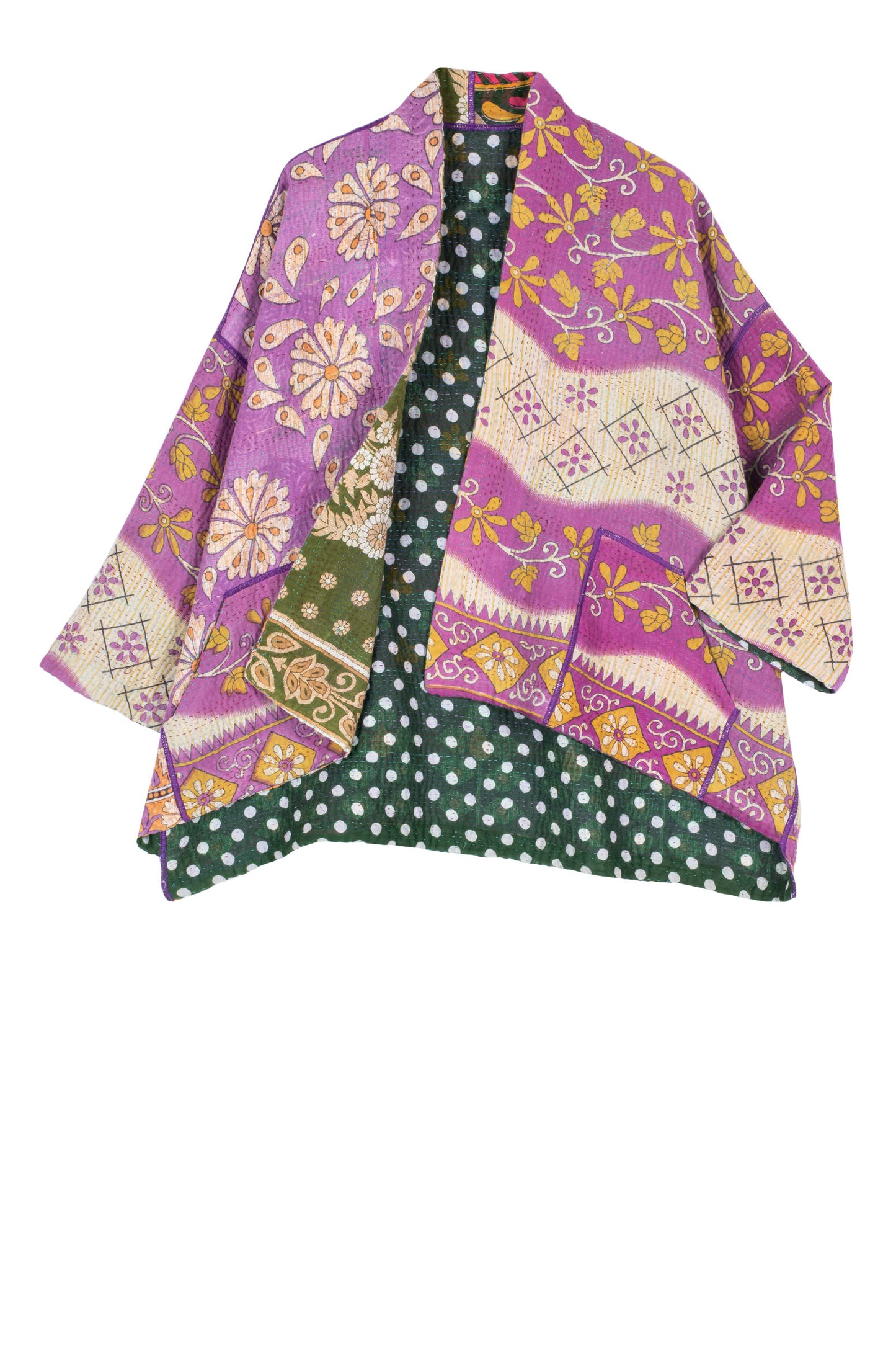 VINTAGE COTTON KANTHA MINI KIMONO JKT