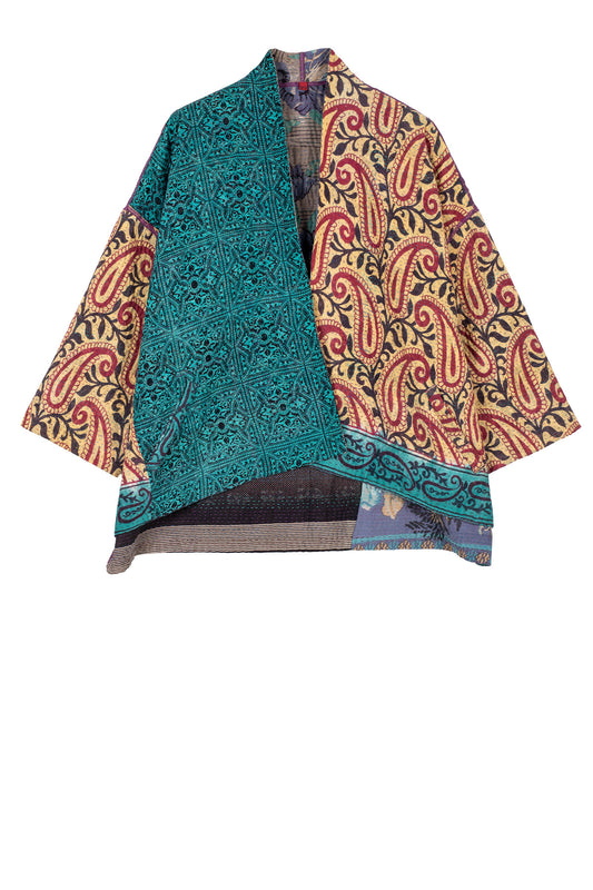 VINTAGE COTTON KANTHA MINI KIMONO JACKET