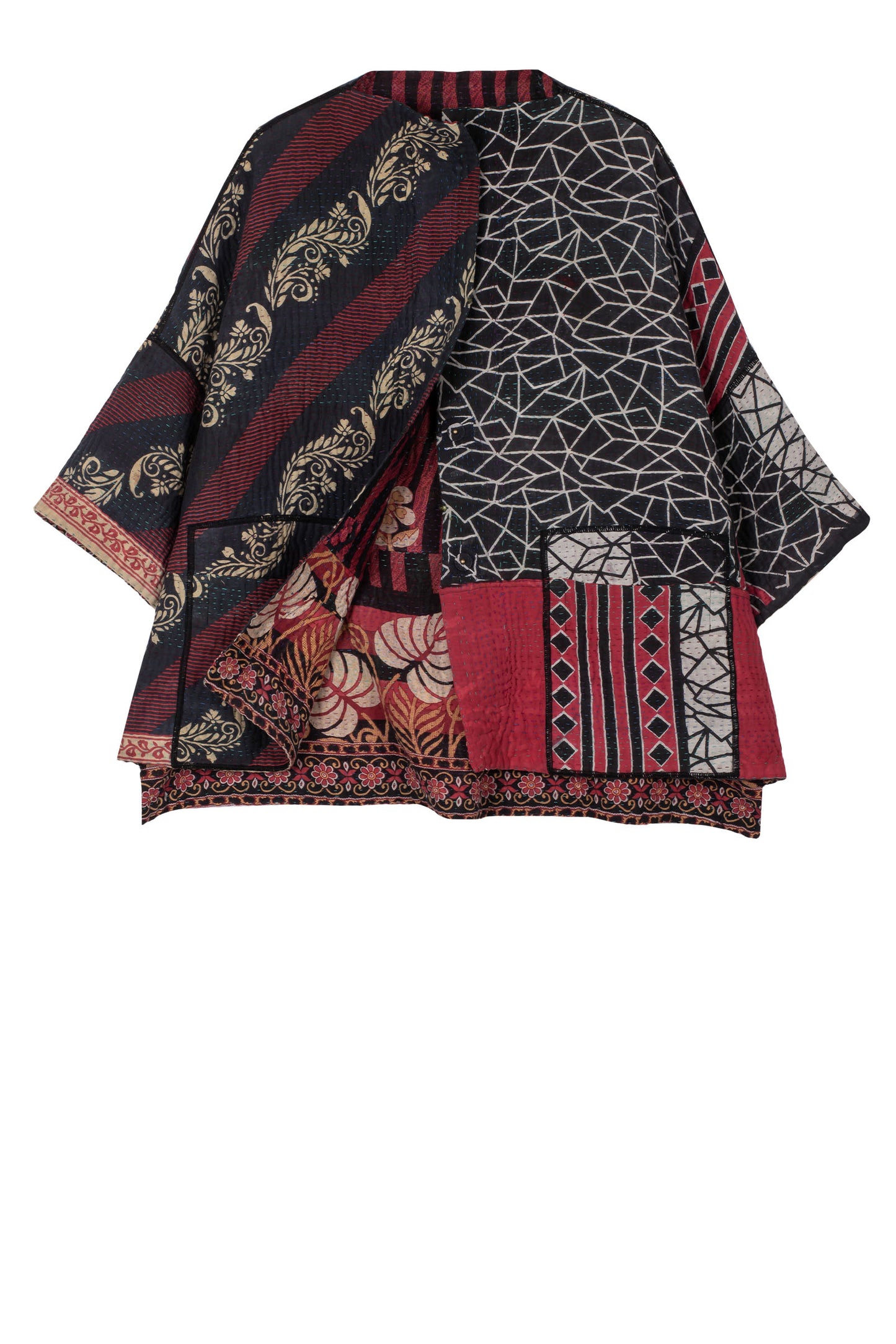 VINTAGE COTTON KANTHA STRAIGHT NECK JKT