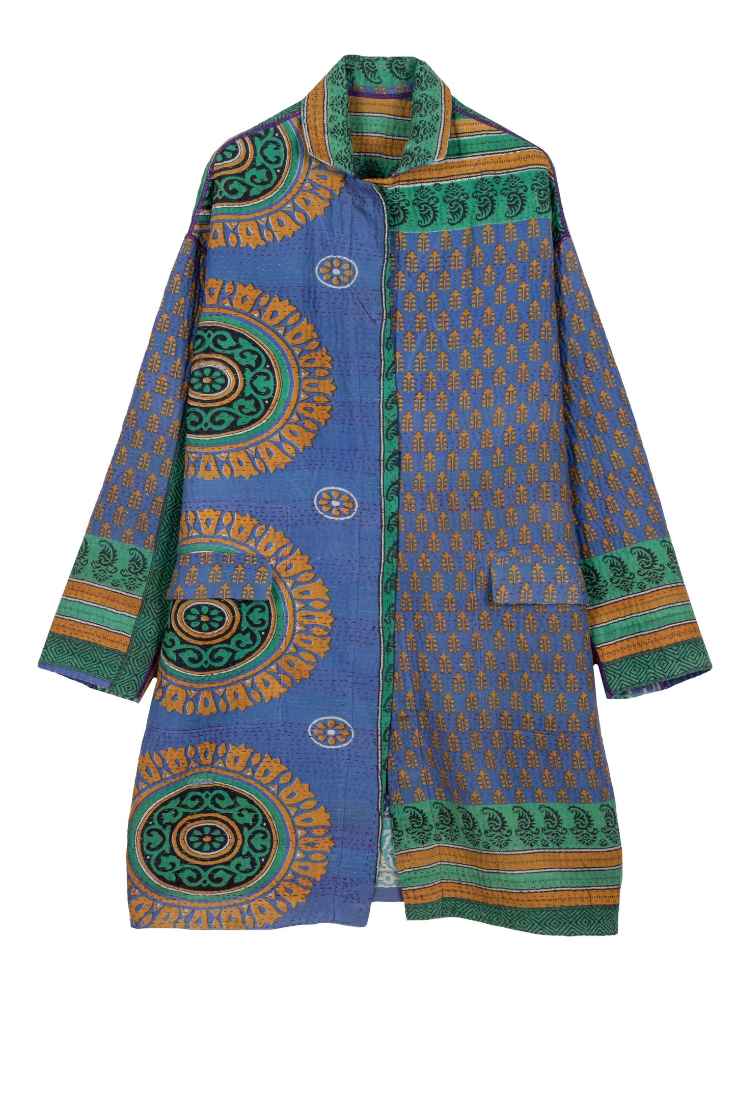 VINTAGE COTTON KANTHA LONG LINE JACKET