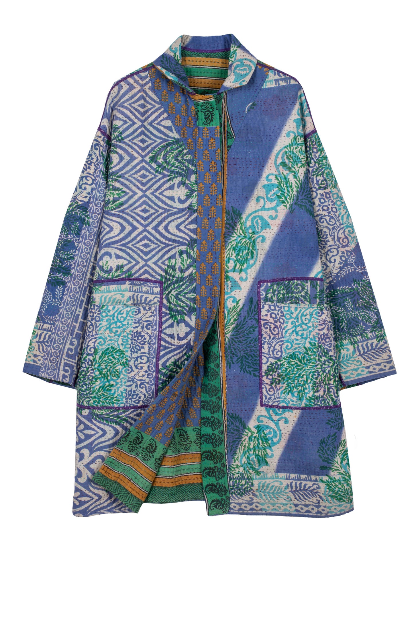 VINTAGE COTTON KANTHA LONG LINE JACKET