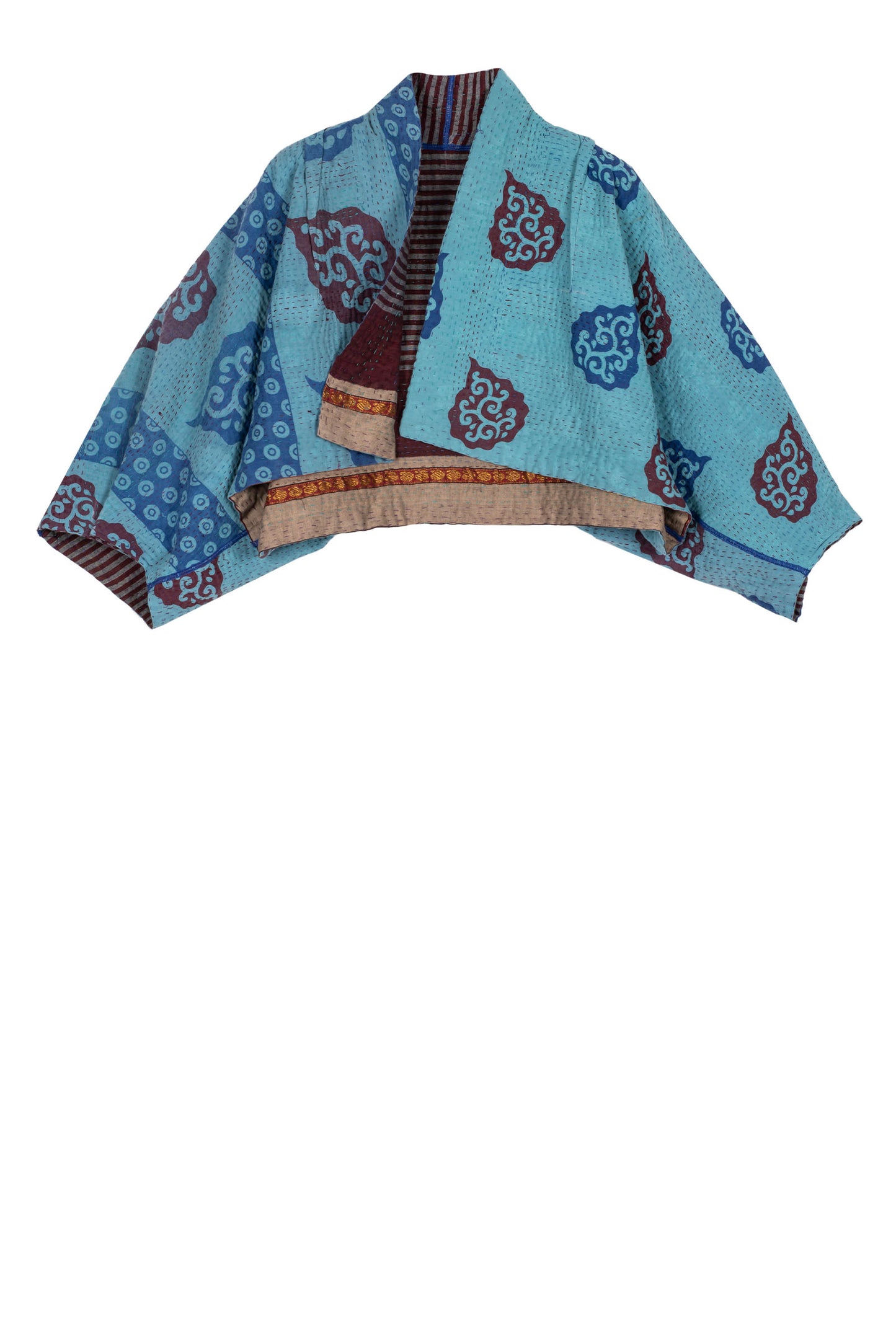 VINTAGE COTTON KANTHA PUFF SLV. SHRUG