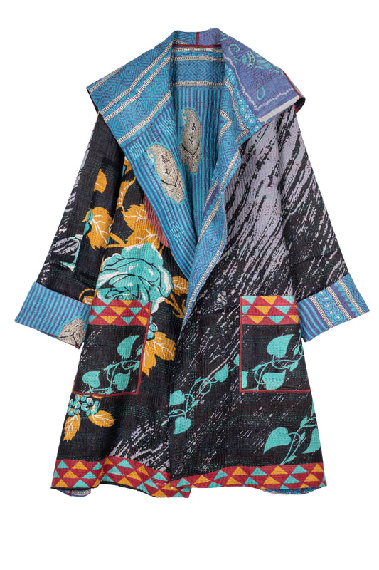 VINTAGE COTTON KANTHA POCKET MEDIUM COAT