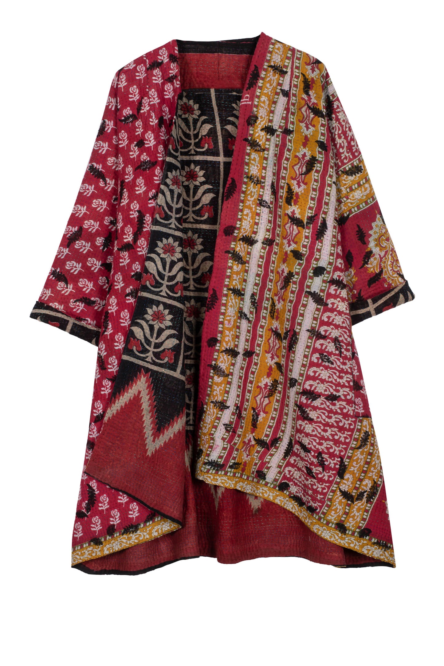 VINTAGE COTTON KANTHA KIMONO DUSTER