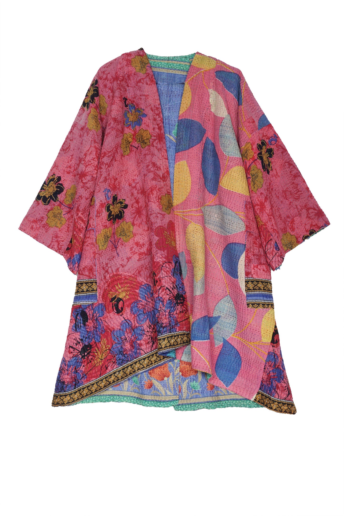 VINTAGE COTTON KANTHA KIMONO DUSTER