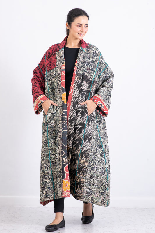 VINTAGE COTTON KANTHA OVERSIZED COAT