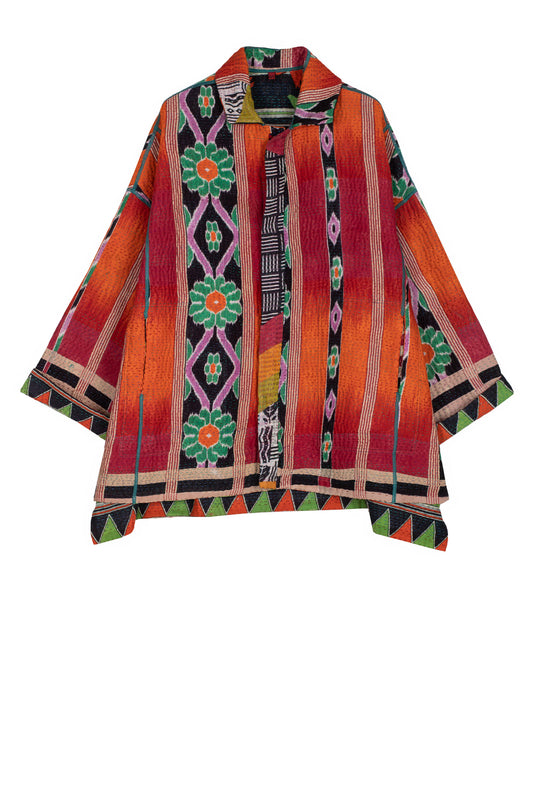 VINTAGE COTTON KANTHA OVERSIZED MINI COAT