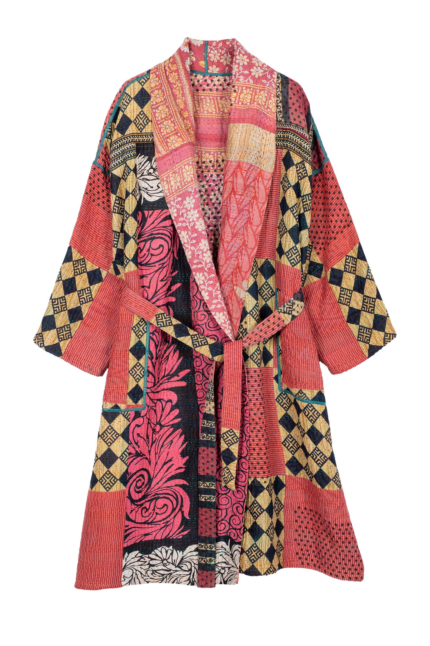 VINTAGE COTTON KANTHA SIMPLE ROBE