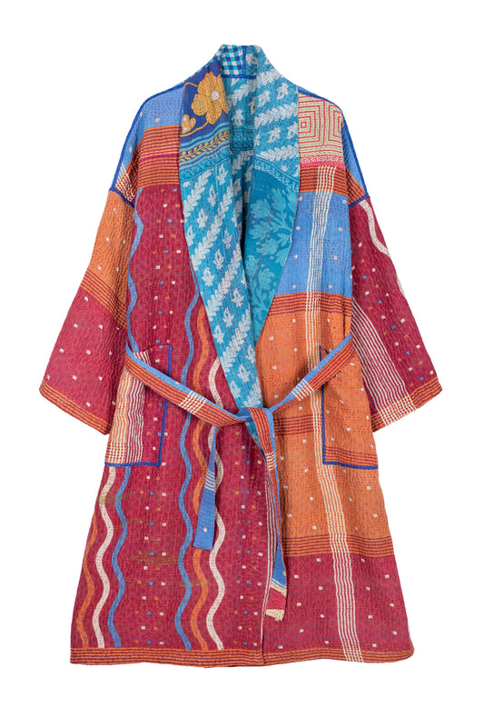 VINTAGE COTTON KANTHA SIMPLE ROBE