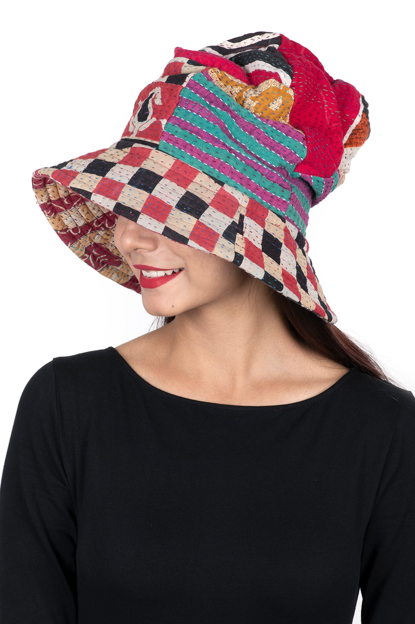 VINTAGE COTTON KANTHA FULL BRIM HAT