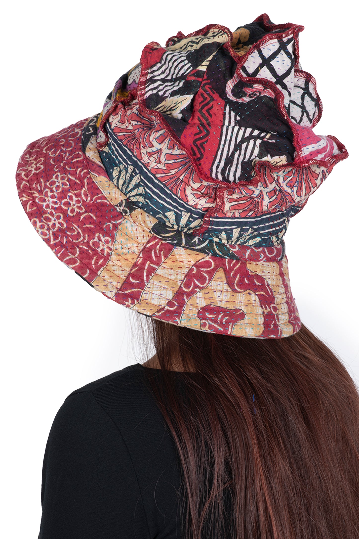 VINTAGE COTTON KANTHA FULL BRIM HAT