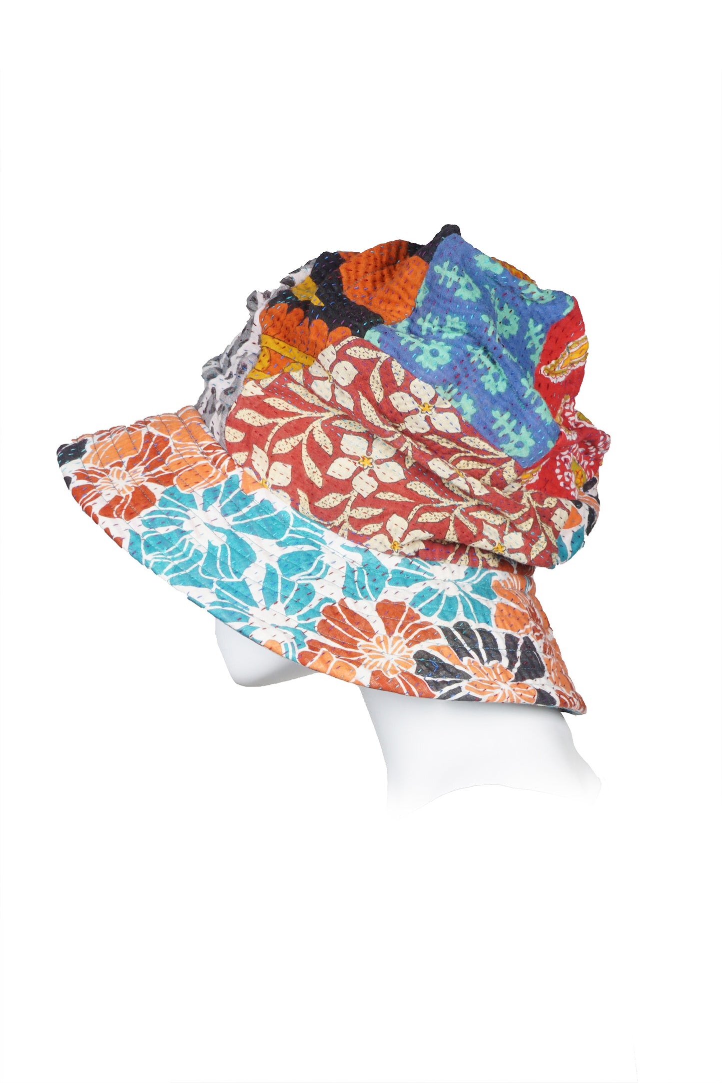 VINTAGE COTTON KANTHA FULL BRIM HAT